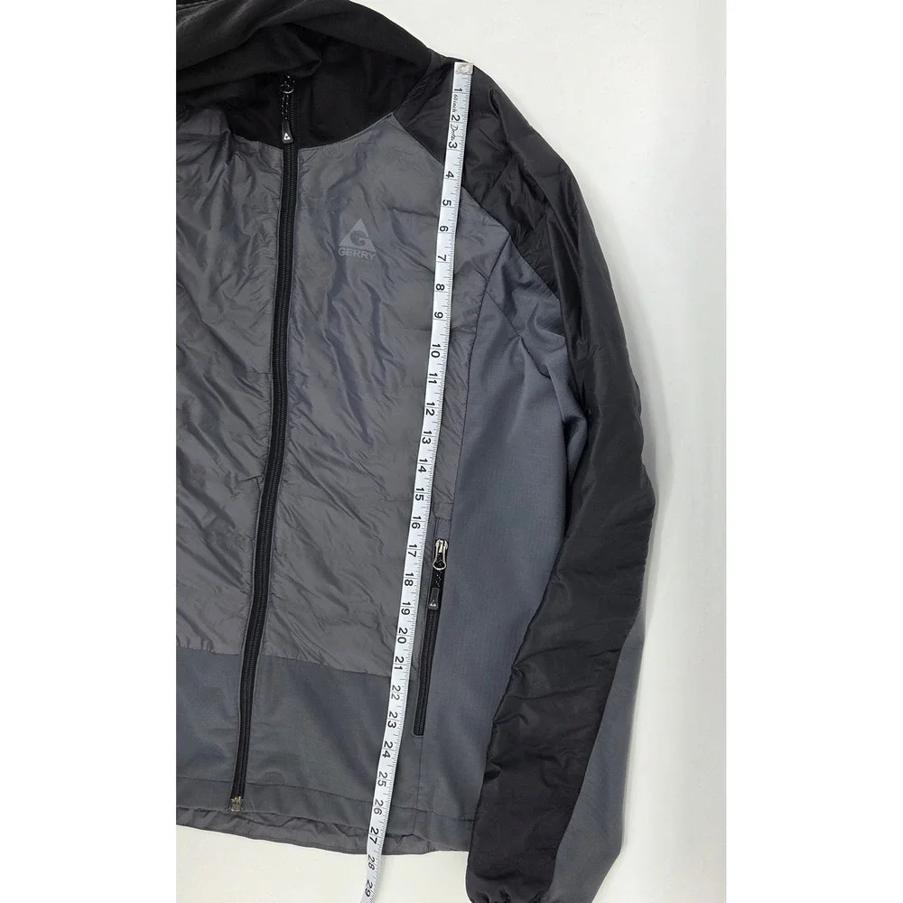 Gerry Men's Medium Hooded Jacket Gray‎ Black Lightweight Full Zip